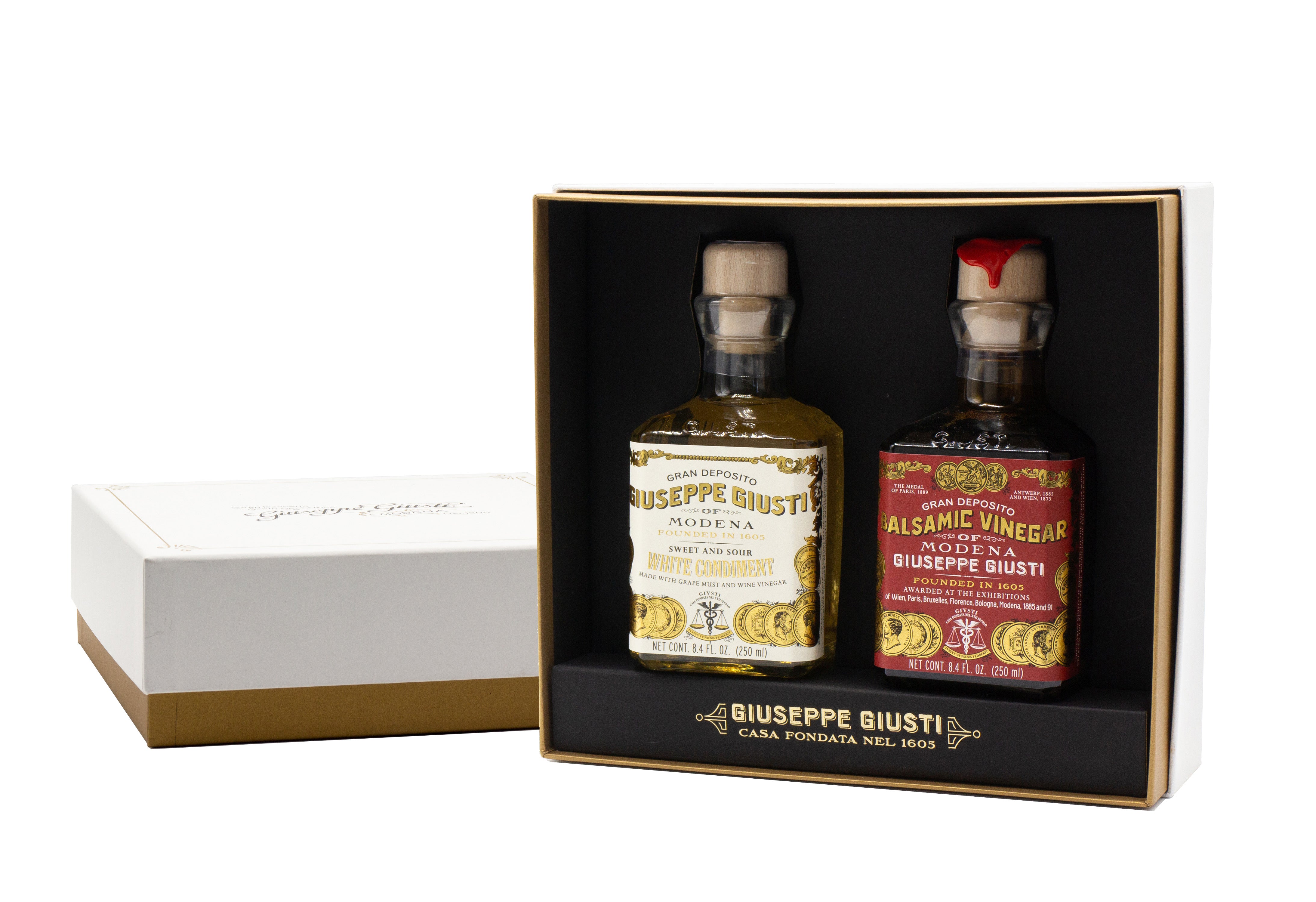 Gift Set: Aged (12yr) Italian Balsamic Vinegar & White Vinegar Condiment by Giusti