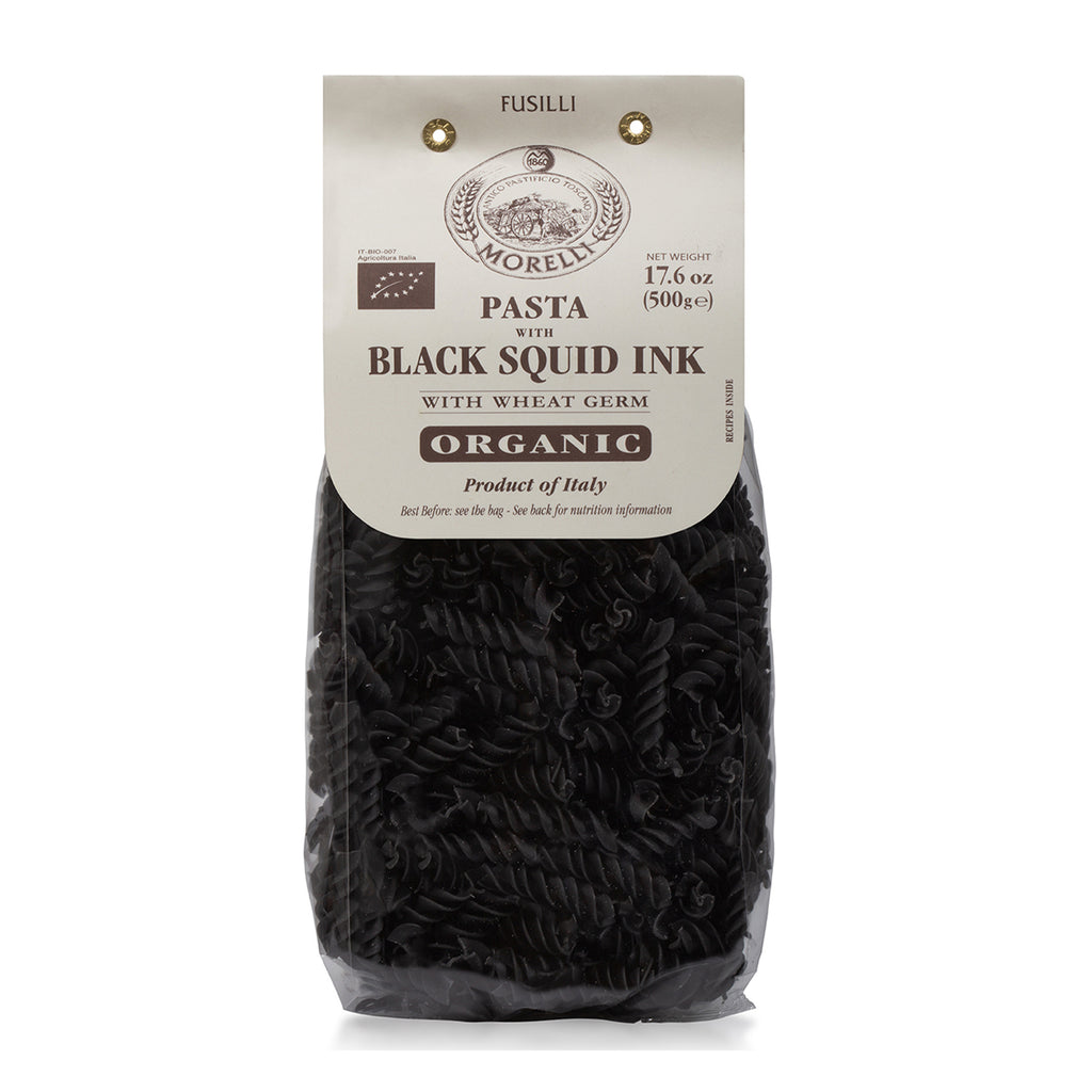 Organic Squid Ink Pasta Fusilli (Rotini) by Morelli