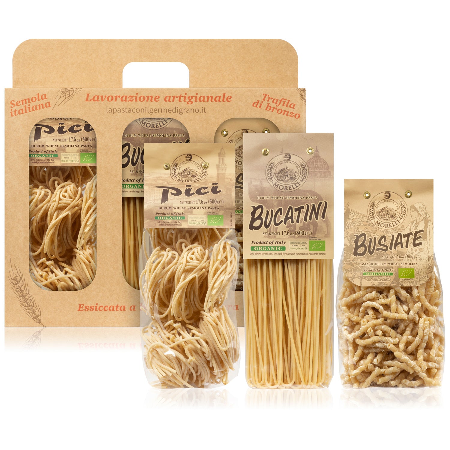 Organic Busiate, Pici, &  Bucatini Pasta set